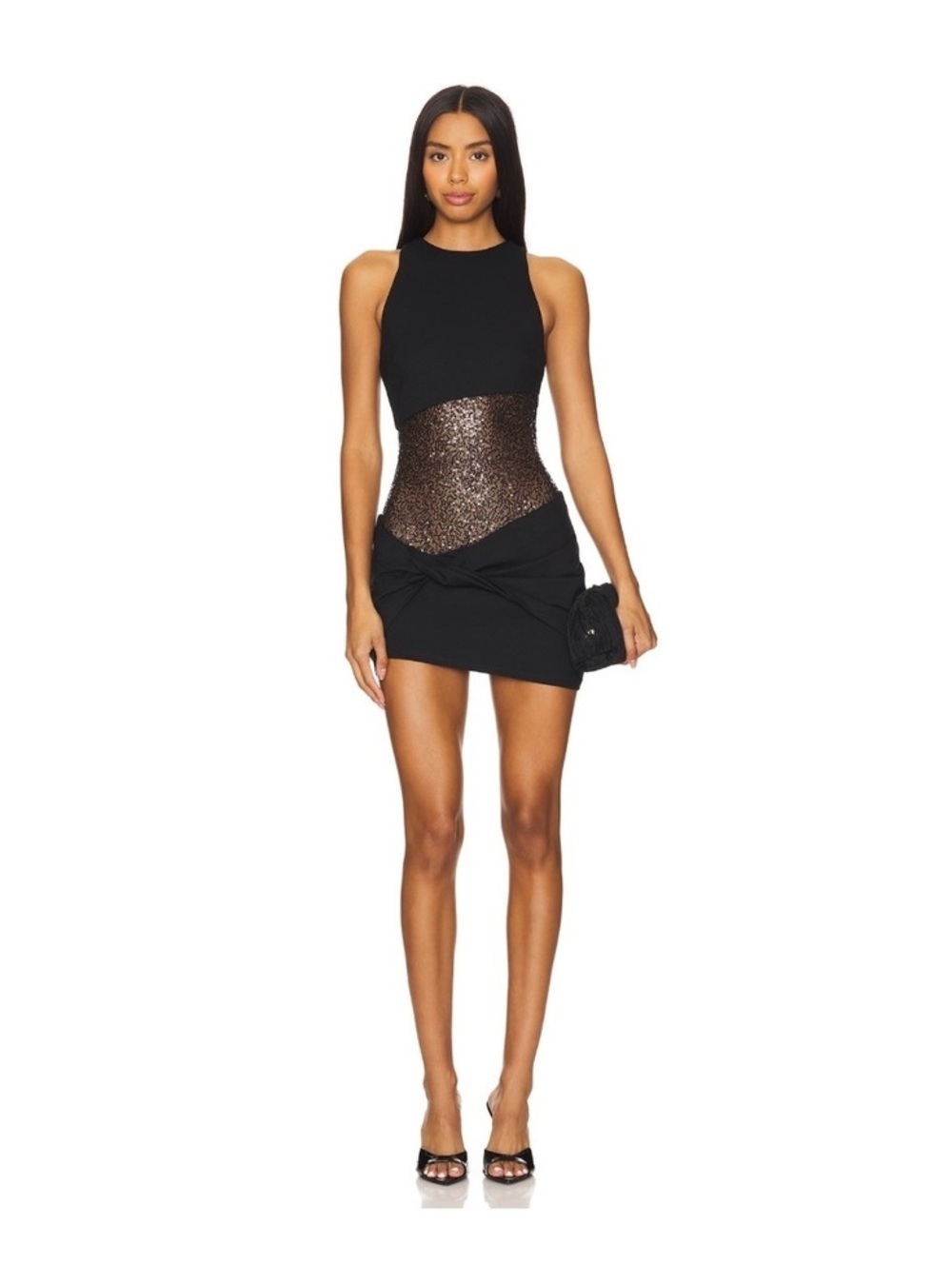 NWT Camila Coelho Revolve Soraia sparkle mini dress Black small retail $198